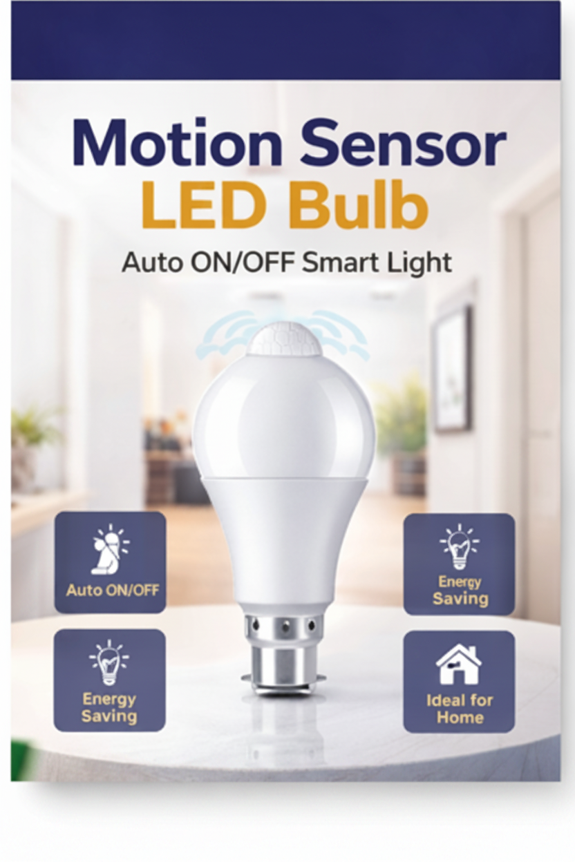 Motion Sensor LED Bulb – Auto ON/OFF, Energy Saving Smart Light
