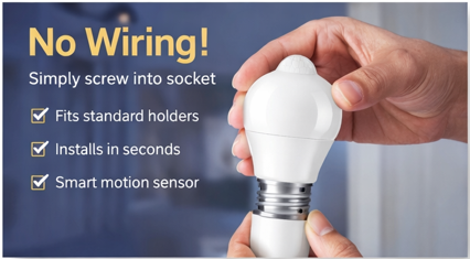 Motion Sensor LED Bulb – Auto ON/OFF, Energy Saving Smart Light